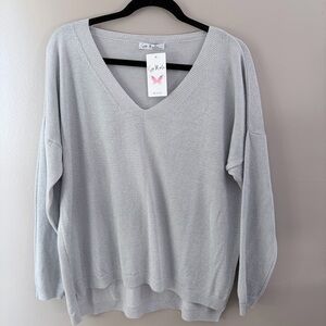 NWT Gigi Moda Silver Metallic Sparkle Sweater